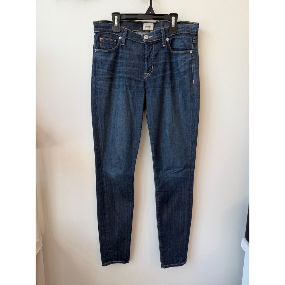 Hudson Nico Mid-Rise Super Skinny Jeans Dark Wash Indigo Size 28